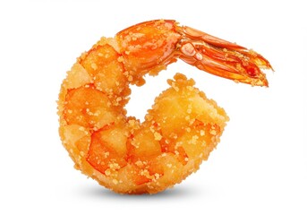Macro photograph single breaded shrimp isolated white background