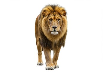 Obraz premium Majestic lion full body portrait isolated white background