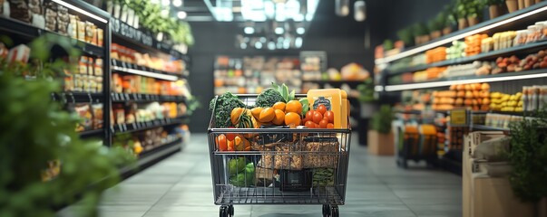 Fototapeta premium Supermarket shopping scene