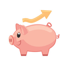 Fototapeta premium Pink Piggy Bank with Upward Trending Arrow