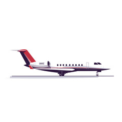 Fototapeta premium White and Red Private Jet Airplane Illustration