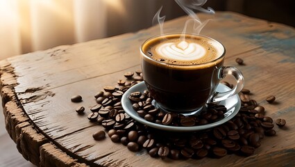 Rustic Coffee Scene with Green Beans