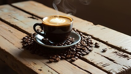 Rustic Coffee Scene with Green Beans