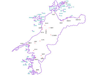 愛媛県　地図　白　斑点　イラスト