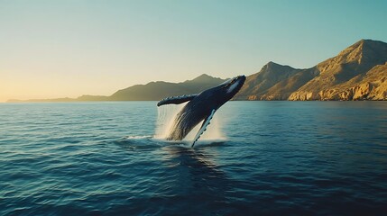 Naklejka premium Aquatic giant soaring morning light images