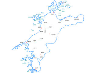 愛媛県　地図　白　斑点　イラスト