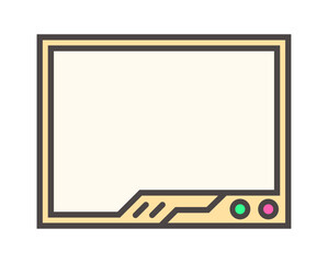 Futuristic element with retro color vector illustration. Vintage pop up frame decoration.