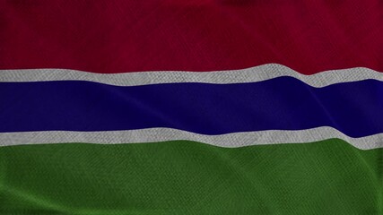 Flag of Gambia, Gambia 3D Animation flag waving in the wind. 4K Gambia Flag Animation waving with fabric texture.
