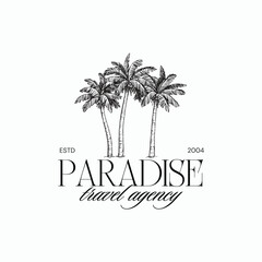 Modern Minimalist Palm Illustration Travel Agency Brand Logo