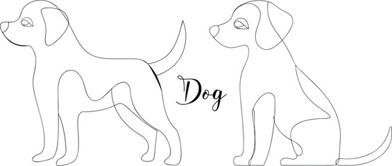 Minimalist Dog Icon Continuous One Line Art Drawing Illustration In Editable Stoke