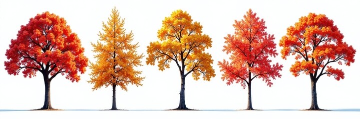 Naklejka premium High-resolution collection of tree branches against white background, Nature, Green, White Background