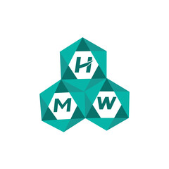 Obraz premium HMW creative minimalist letter logo. HMW unique vector initials alphabet letter logo design
