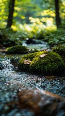 Fototapeta premium a small mountain stream in the forest 