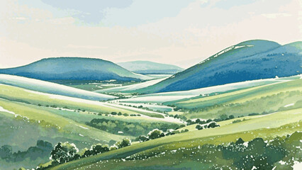  Serene valley hues  isolated watercolor vector illustration svg  © Arun168