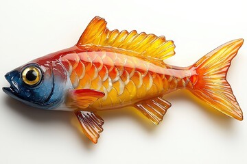 Fototapeta premium Vibrant glass fish art: colorful decorative sculpture in oceanic design