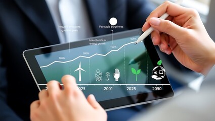 Net Zero Carbon Emissions and Sustainability Strategy, Digital Eco Strategy for Climate Neutral Future, Green Business Growth and CO2 Reduction Plan 
