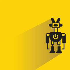 smart robot avatar with shadow on yellow background