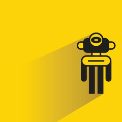 smart robot avatar with shadow on yellow background