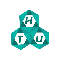 Fototapeta premium HTU creative minimalist letter logo. HTU unique vector initials alphabet letter logo design
