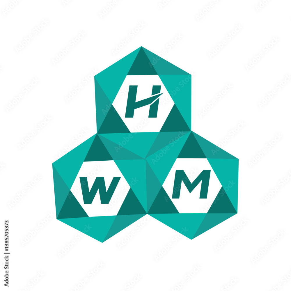 Fototapete hwm creative minimalist letter logo. hwm unique vector initials alphabet letter logo design
