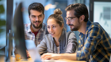 A development team coding and testing software., stock image, HD quality, blog post