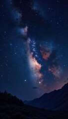 Naklejka premium Vast blackness with twinkling stars and celestial bodies, vastness, space, starry