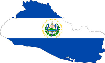 El Salvador map with flag color illustration vector with transparent