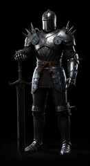 Fototapeta premium Action figure warrior with cool armor isolated black background
