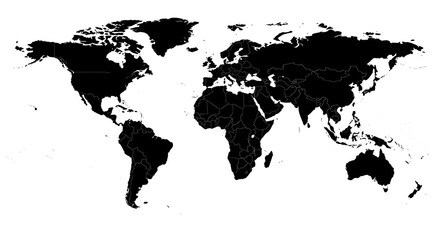 World Map in Black and White