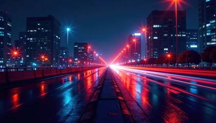 Obraz premium Abstract late-night city lights forming a geometric pattern , architecture, modern