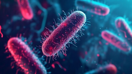 Fototapeta premium Microscopic Viruses in Neon Light