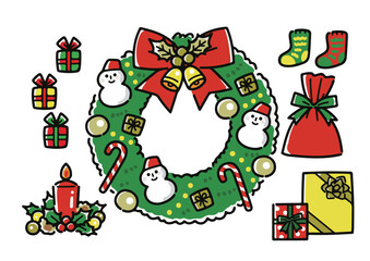 卡通可爱手绘风格的圣诞节元素