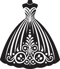 black wedding dress logo vector ,wedding dress vector illustration, silhouette vector