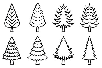 Obraz premium Evergreen Trees Line Art Detailed Sketch for Nature Illustration 