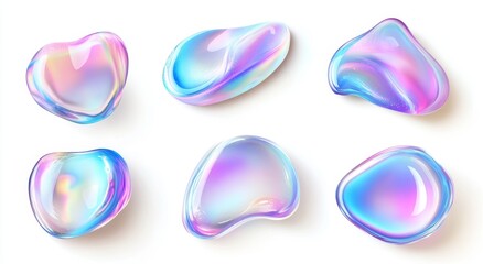 Abstract iridescent shapes on white background (1)