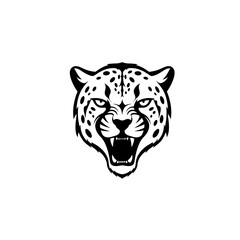 Fierce Gaze: A striking monochrome illustration of a cheetah's head, its piercing eyes and snarling expression conveying raw power and untamed energy.