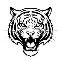 An Abstract Representation of a Tiger&rsquo;S Head Roaring Fiercely_transparent