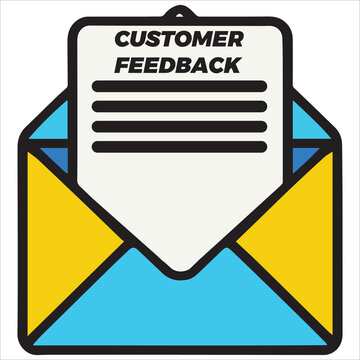 customer feedback document in blue and yellow envelope clip art preview