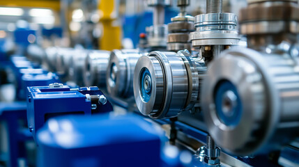 Naklejka premium An experienced industrial inspector conducting a routine checkup of factory machinery. The professional is ensuring compliance with safety regulations and optimizing manufacturing