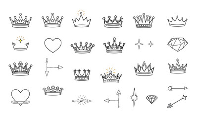collection of various crown designs, hearts, diamonds, and decorative elements, showcasing mix of styles and shapes that evoke sense of royalty and elegance