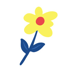 Beautiful simple flower illustration. poster hand drawing element decoration. floral leaves isolated design