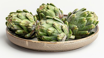Fototapeta premium Artichokes on Plate, Fresh and Organic