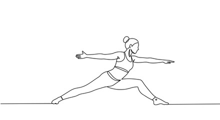 Fototapeta premium One-Line Art of a Woman Practicing Yoga Pose 