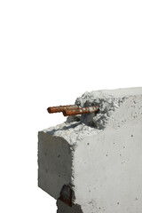 object in building construction site detail joint concrete with metal steel rusty dirty high quality unfinished foundation png