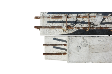 object in building construction site detail joint concrete with metal steel rusty dirty high quality unfinished foundation png
