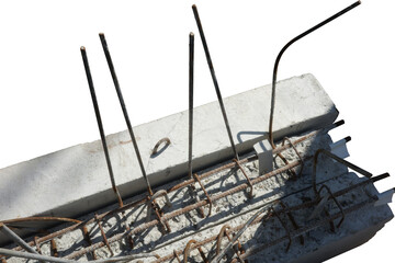 object in building construction site detail joint concrete with metal steel rusty dirty high quality unfinished foundation png