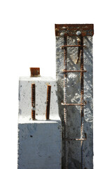 object in building construction site detail joint concrete with metal steel rusty dirty high quality unfinished foundation png