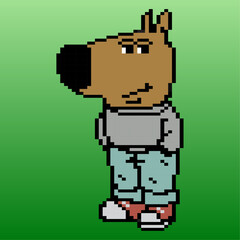 Pixelated art of Chill Guy meme