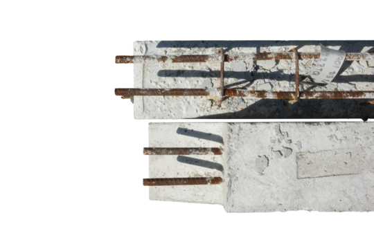 object in building construction site detail joint concrete with metal steel rusty dirty high quality unfinished foundation png