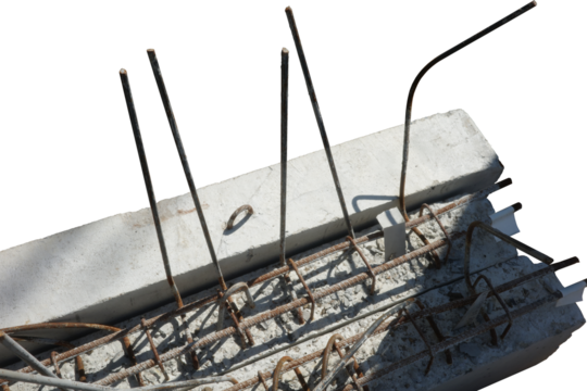 object in building construction site detail joint concrete with metal steel rusty dirty high quality unfinished foundation png